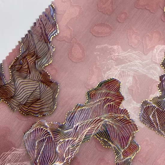 Muslim China Supplier Flower Design Plain 100% Polyester Custom Woven Pure Printed Chiffon Fabric Jacquard Fabric