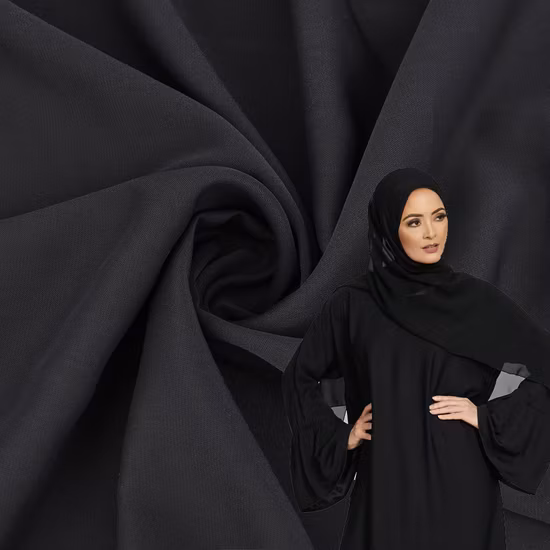 Hot Sale 80d Sph 100% Polyester Plain Black Abaya Fabric for Muslim Female Dress Middle Eastern Fabric